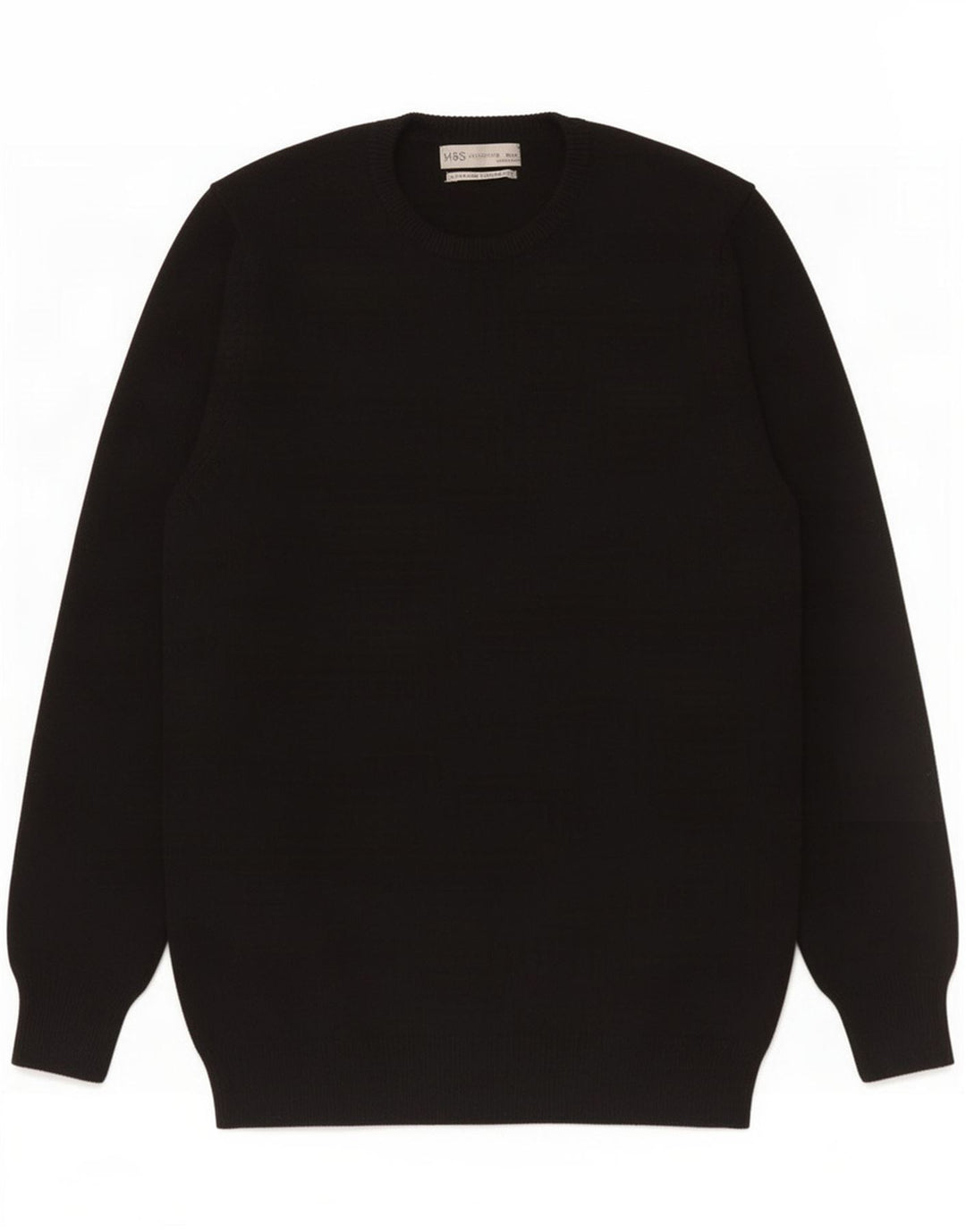 Marks & Spencer Herre sweater med rund hals, medium sort lammeuld
