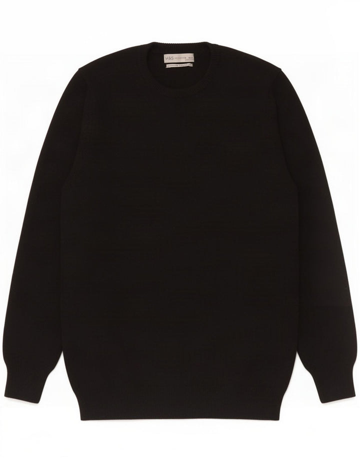 Marks & Spencer Herre sweater med rund hals, medium sort lammeuld
