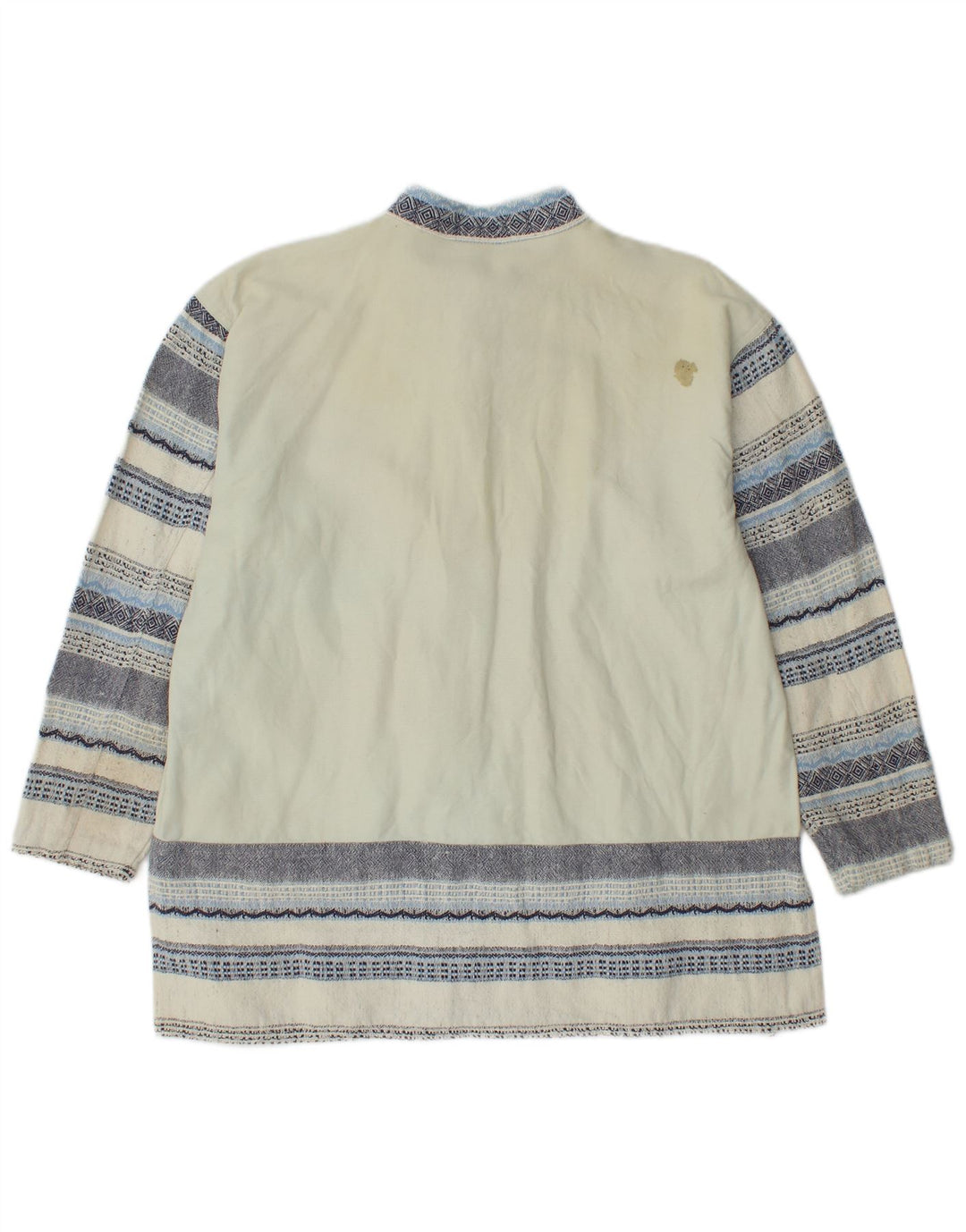 Vintage Dame Langærmet Bluse Top UK 12/14 Medium Off White stribet