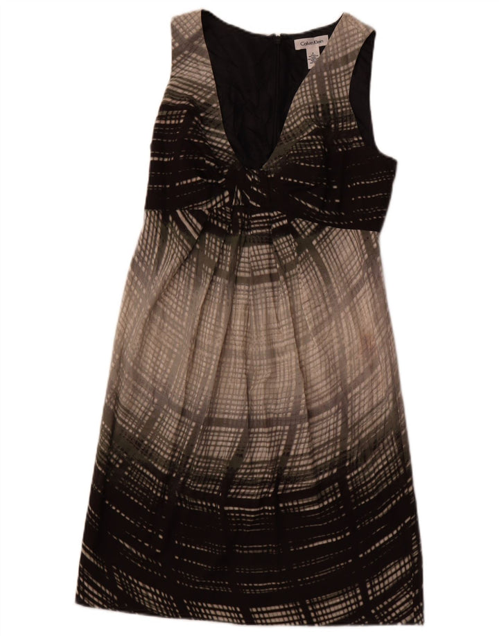 CALVIN KLEIN Dame Ærmeløs Skede Kjole US 6 Medium Grey Colourblock
