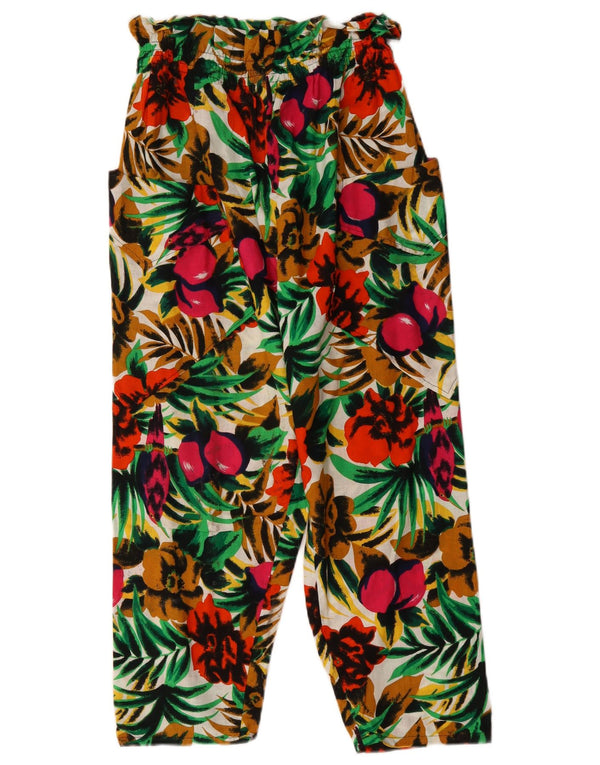 Vintage kvinders højtaljede cropped bukser W26 L23 flerfarvet blomster