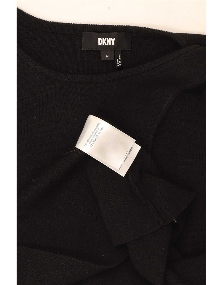 Dkny Dame Boat Neck Jumper Sweater UK 12 Medium Sort Bomuld