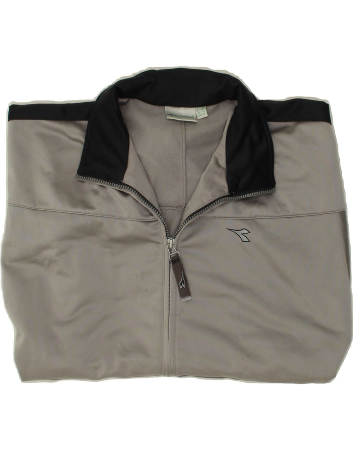 DIADORA Womens Tracksuit Top Jacket UK 14 Large Grey Polyester Vintage Diadora and Second-Hand Diadora from Messina Hembry 