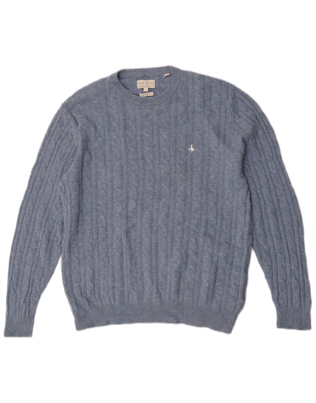 Jack Wills Herre The Marlow Crew Neck Jumper Sweater Large Blue Wool