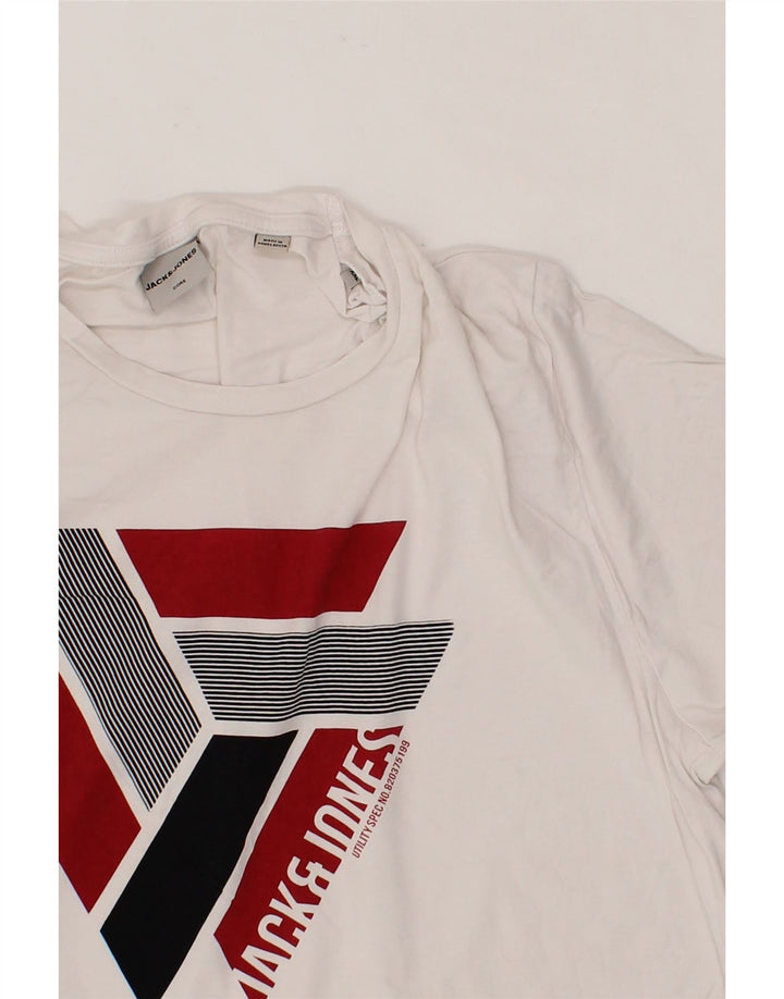 JACK & JONES Mens Graphic T-Shirt Top 2XL White Cotton Vintage Jack & Jones and Second-Hand Jack & Jones from Messina Hembry 