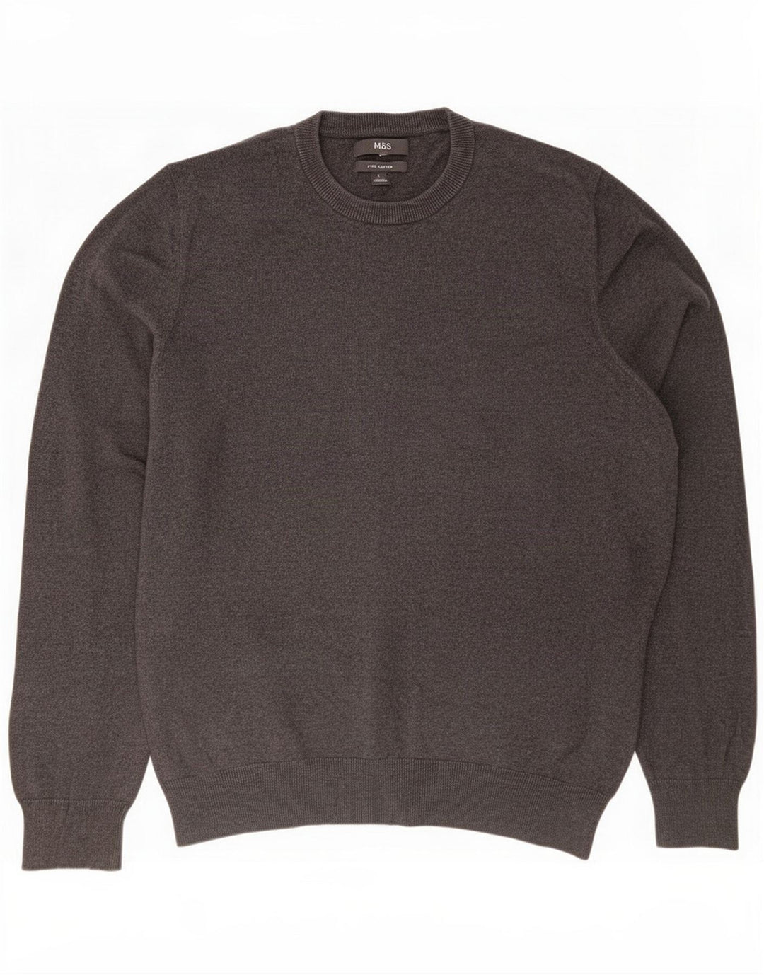 Marks & Spencer Herre sweater med rund hals, stor grå bomuld
