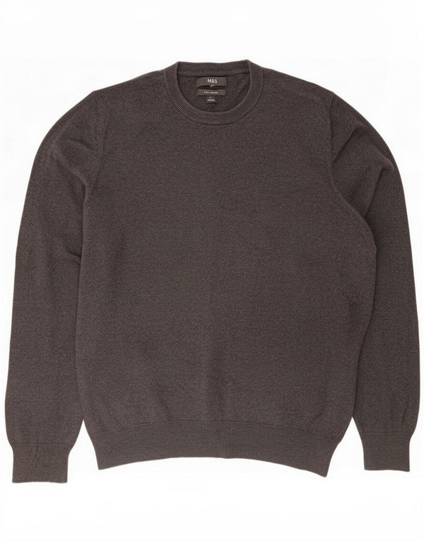 Marks & Spencer Herre sweater med rund hals, stor grå bomuld