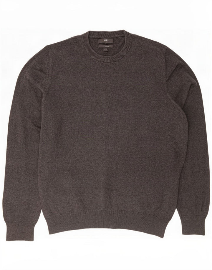 Marks & Spencer Herre sweater med rund hals, stor grå bomuld