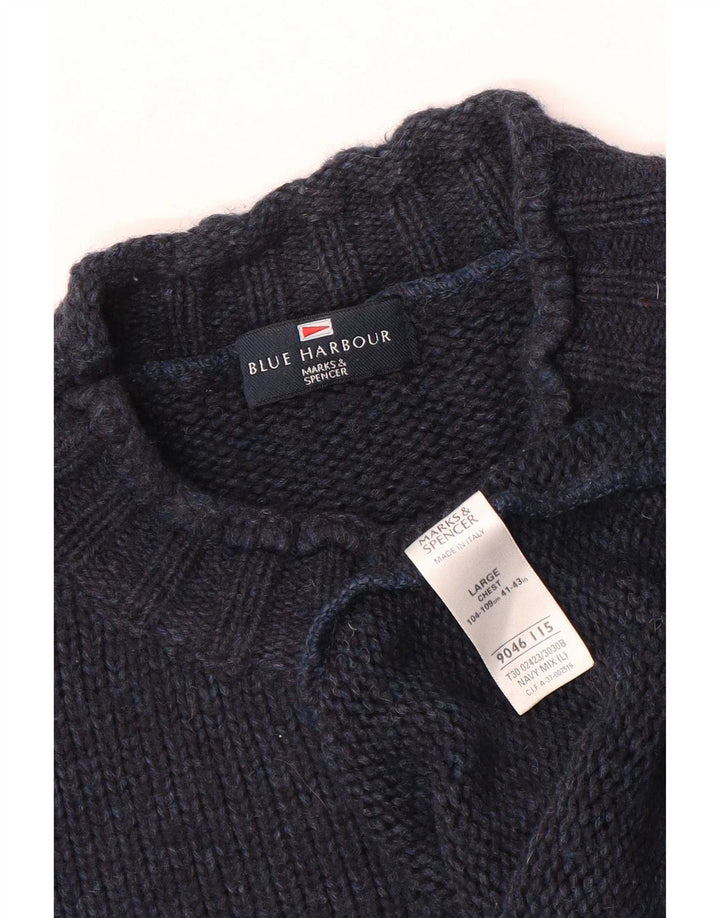 Marks & Spencer Herre Blue Harbor Turtle Neck Jumper Sweater Large Navy