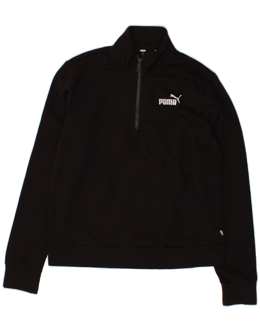 PUMA Womens Zip Neck Sweatshirt Jumper UK 10 Small Black Cotton Vintage Puma and Second-Hand Puma from Messina Hembry 