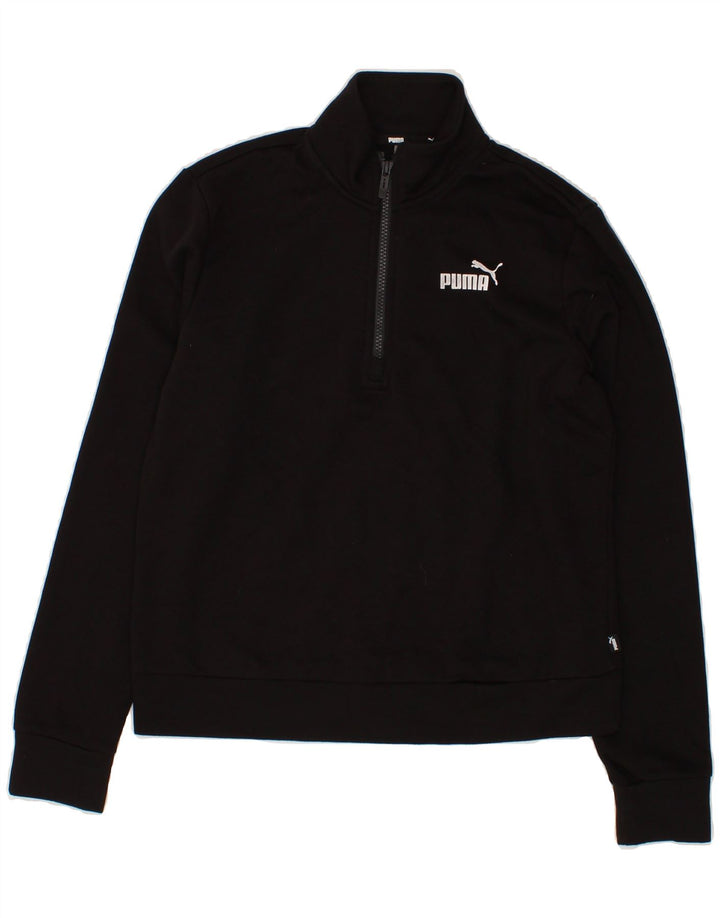 PUMA Womens Zip Neck Sweatshirt Jumper UK 10 Small Black Cotton Vintage Puma and Second-Hand Puma from Messina Hembry 