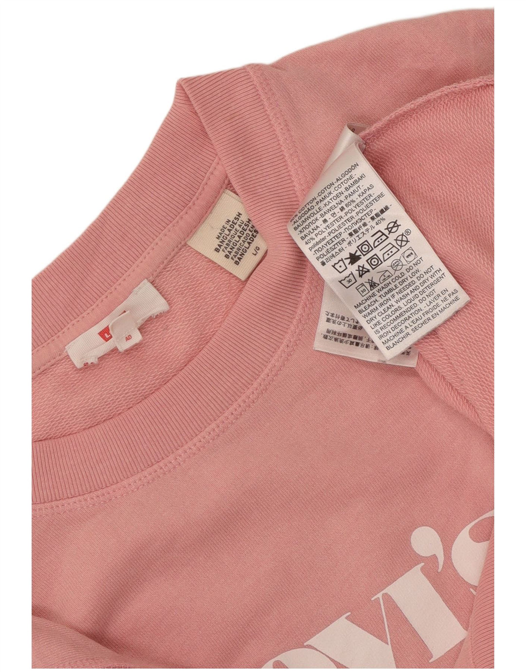 Levi's Dame grafisk sweatshirt Jumper UK 16 Large Pink Bomuld