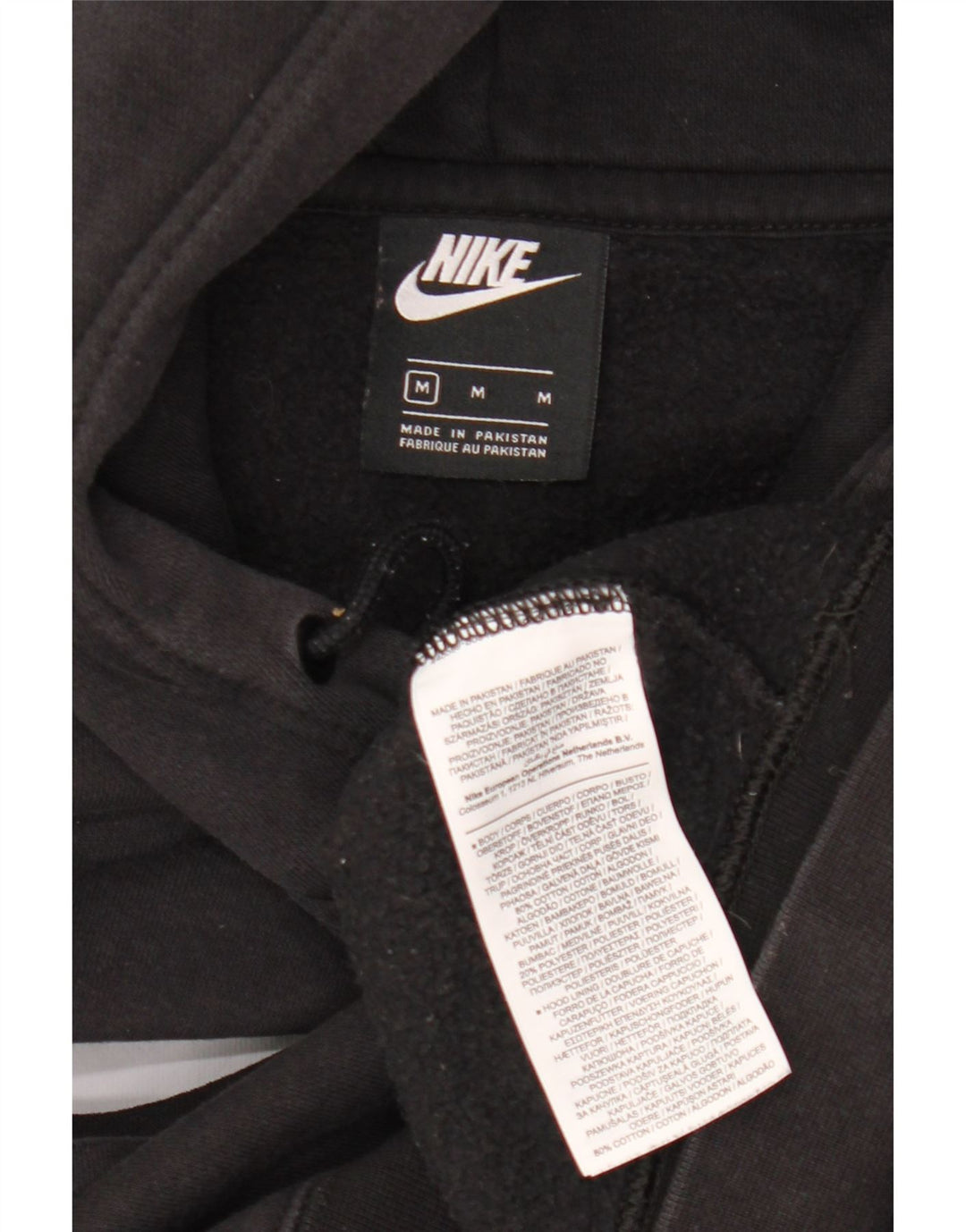 Nike Dame Grafisk Oversized Hoodie Jumper UK 14 Medium Sort Bomuld