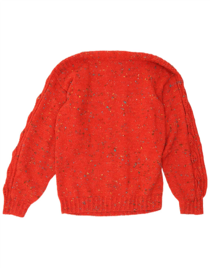 Vintage Dame Boat Neck Jumper Sweater UK 12 Medium Red Flecked