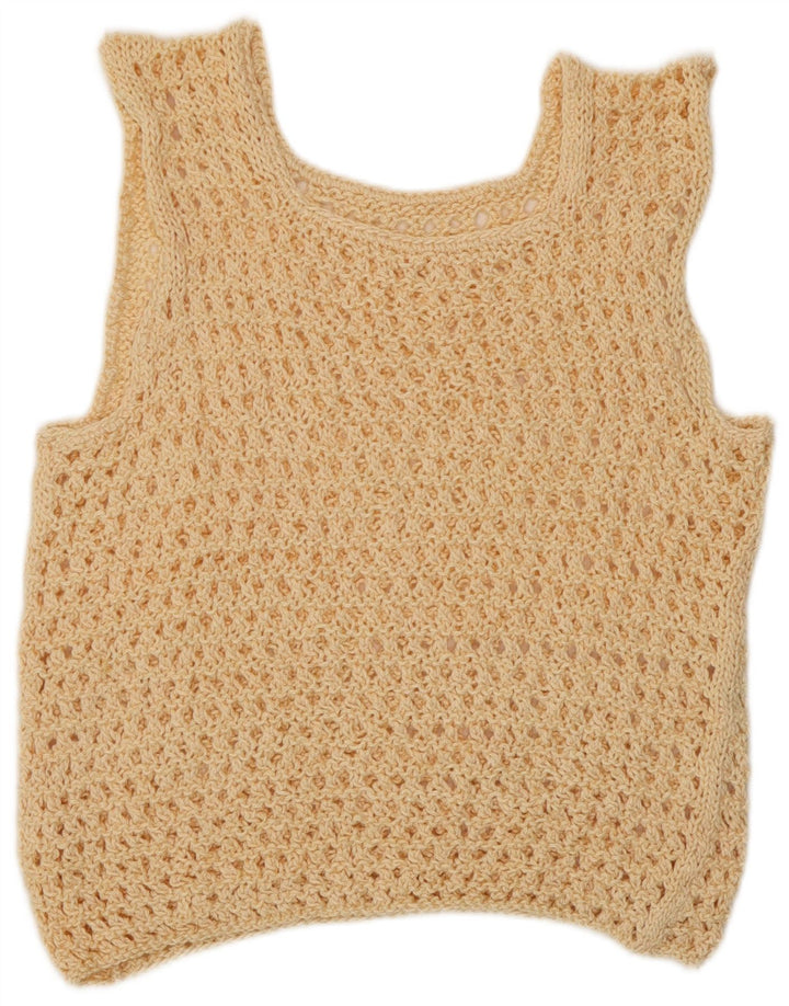 Vintage Dame Se Through Vest Top UK 12 Medium Beige