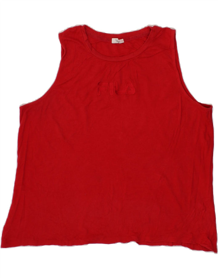 FILA Womens Graphic Vest Top UK 20 2XL  Red Cotton Vintage Fila and Second-Hand Fila from Messina Hembry 