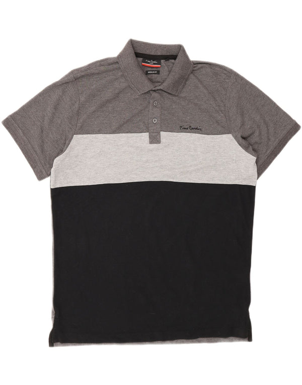 Pierre Cardin Herre Regular Fit Polo Shirt Stor Grå Colourblock Polyester