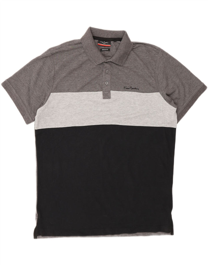 Pierre Cardin Herre Regular Fit Polo Shirt Stor Grå Colourblock Polyester