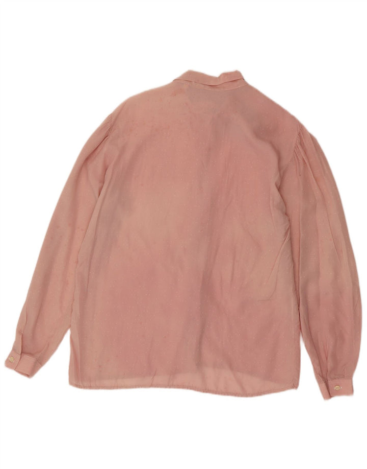 Vintage Dame Front Tie Shirt Bluse IT 46 Large Pink Geometric