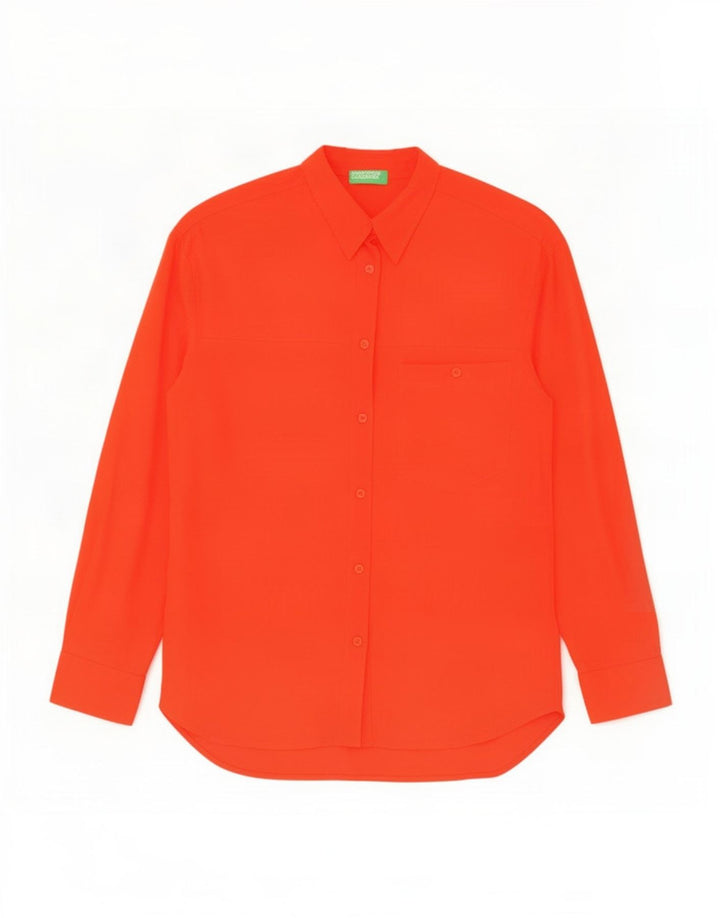 Benetton Dameskjortebluse UK 14 Medium Rød Viscose