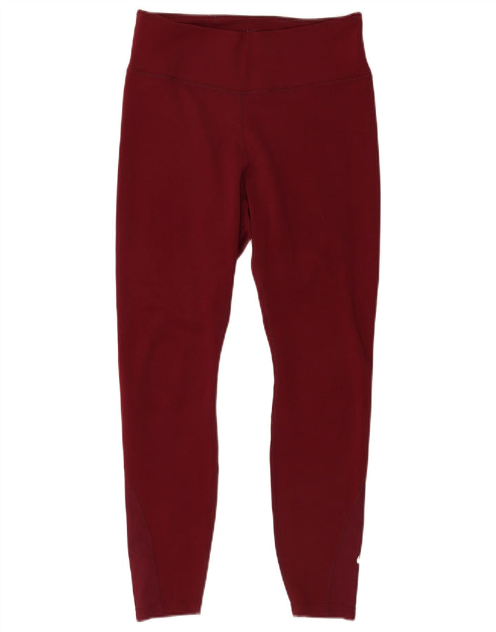 Nike Dame Dri Fit Leggings UK 12 Medium Burgundy Polyester