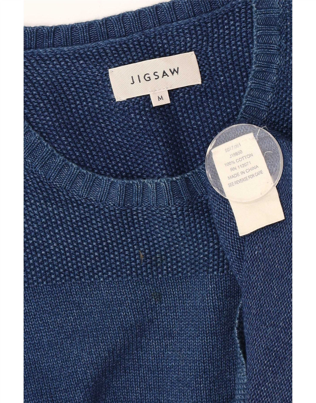 Stiksav Herre Crew Neck Jumper Sweater Medium Blue Bomuld