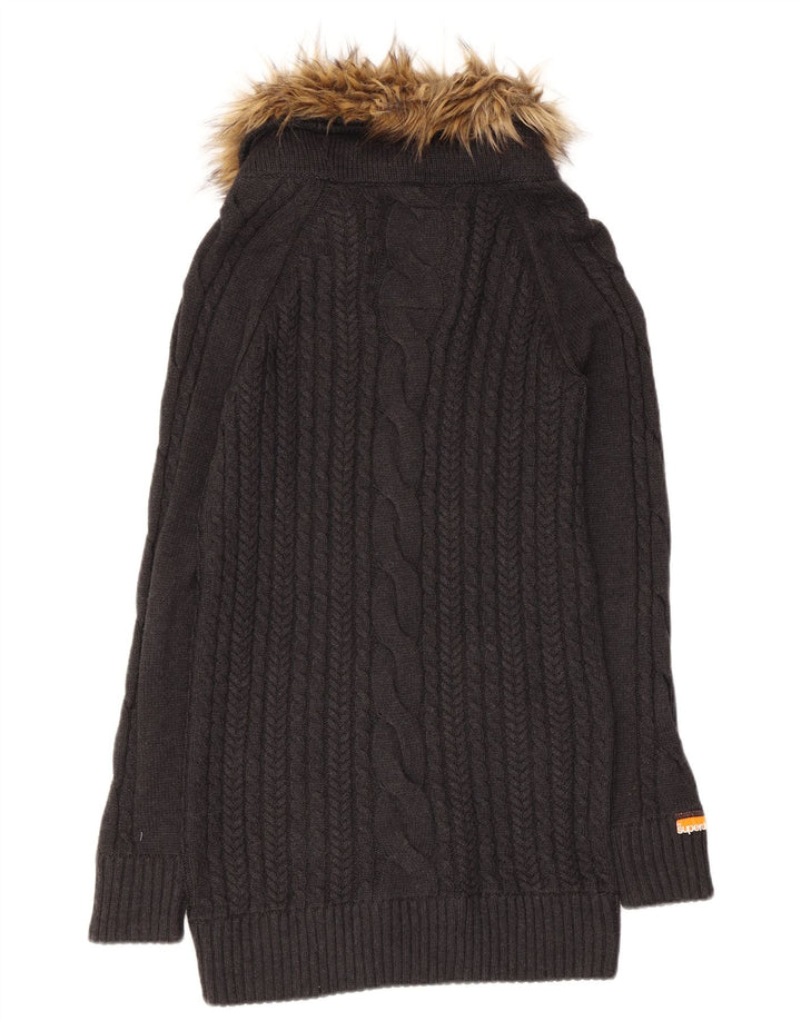 SUPERDRY Dame Longline Turtle Neck Jumper Sweater UK 12 Medium Grey