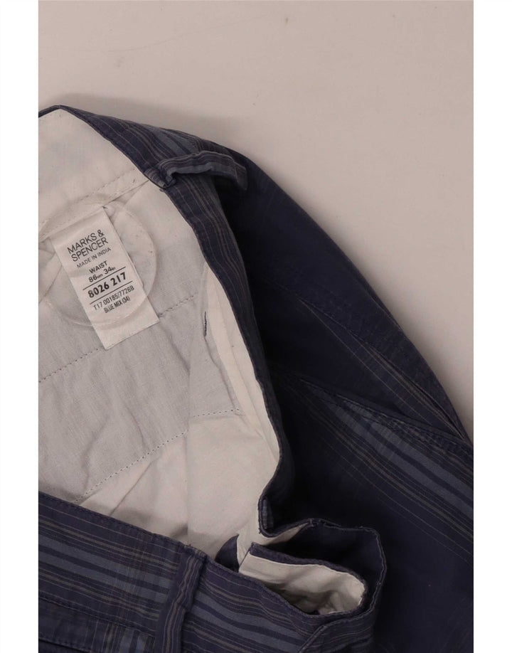Marks & Spencer Chino Shorts til mænd store W34 blå ternet bomuld