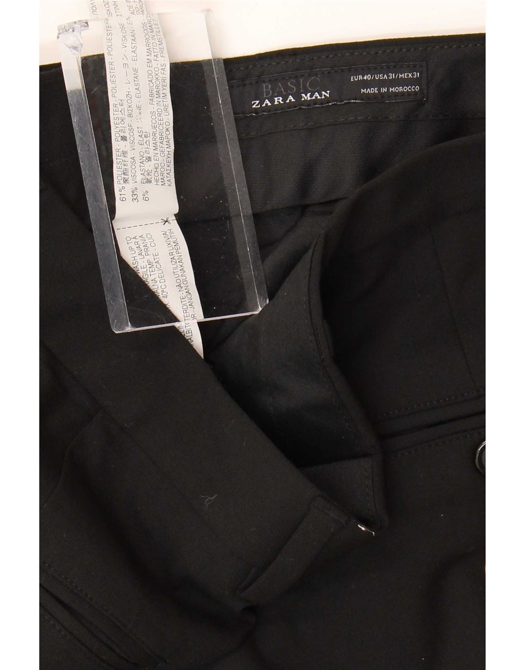 Zara Straight Suit Bukser til mænd EU 40 Medium W31 L30 Sort Polyester