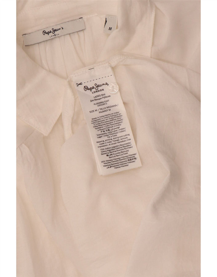 PEPE Jeans Dame Oversized skjorte UK 14 Medium White Bomuld