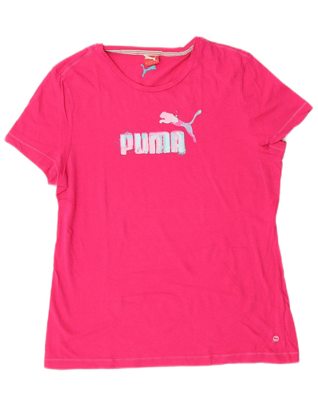 Puma Grafisk T-Shirt Top UK 14 Medium Pink