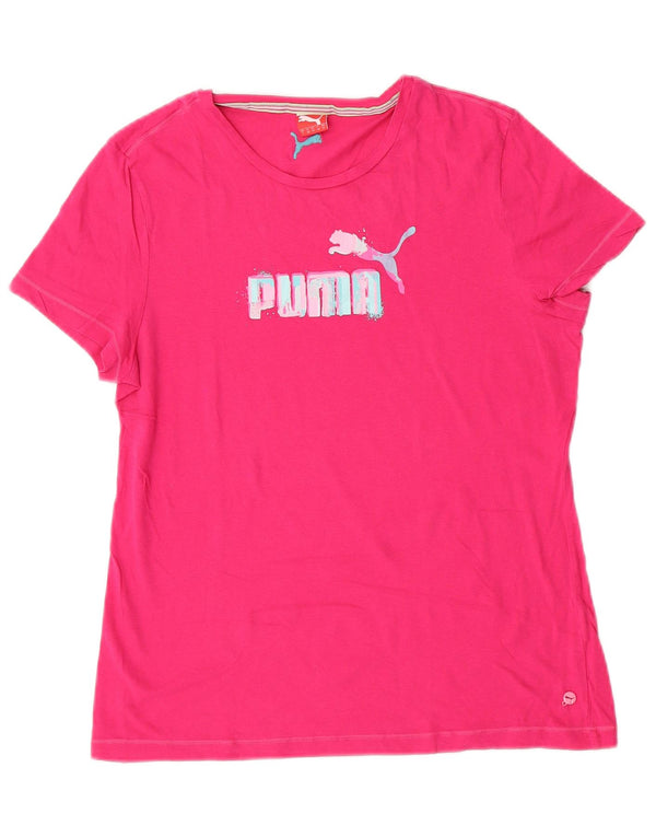 Puma Grafisk T-Shirt Top UK 14 Medium Pink