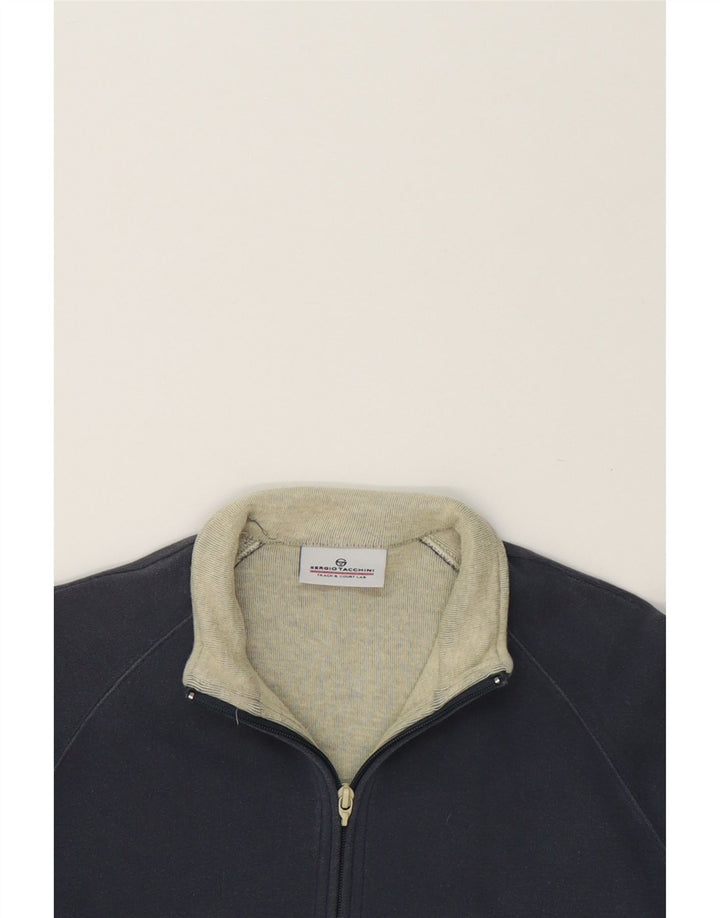 SERGIO TACCHINI Womens Tracksuit Top Jacket IT 46 Large Navy Blue Cotton Vintage Sergio Tacchini and Second-Hand Sergio Tacchini from Messina Hembry 