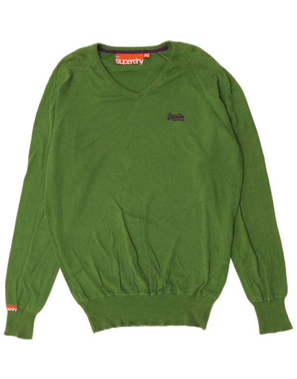 Superdry Herre V-hals sweater XL Grøn Bomuld