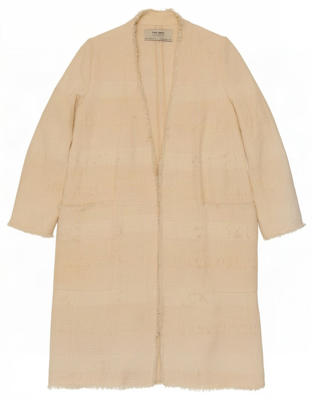 Zara Womens Open Overcoat UK 12 Medium Off White Bomuld