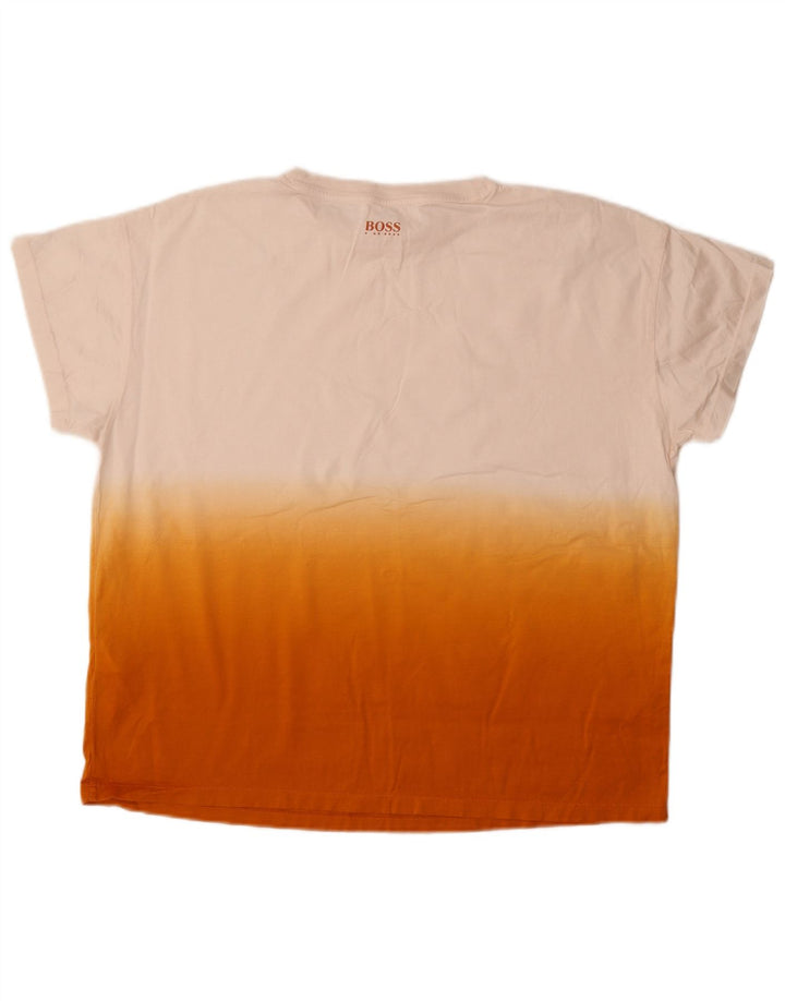 Hugo Boss Herre T-Shirt Top Stor Hvid Colourblock Bomuld