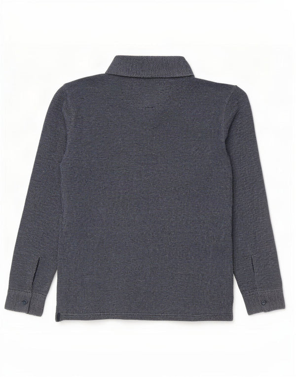 Massimo Dutti Herre Casual Fit Langærmet poloskjorte Stor marineblå bomuld