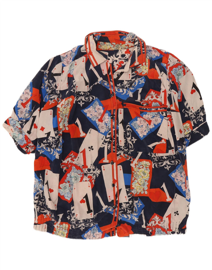 Vintage kvinders abstrakt mønster skjorte bluse UK 16 Large Multicolor