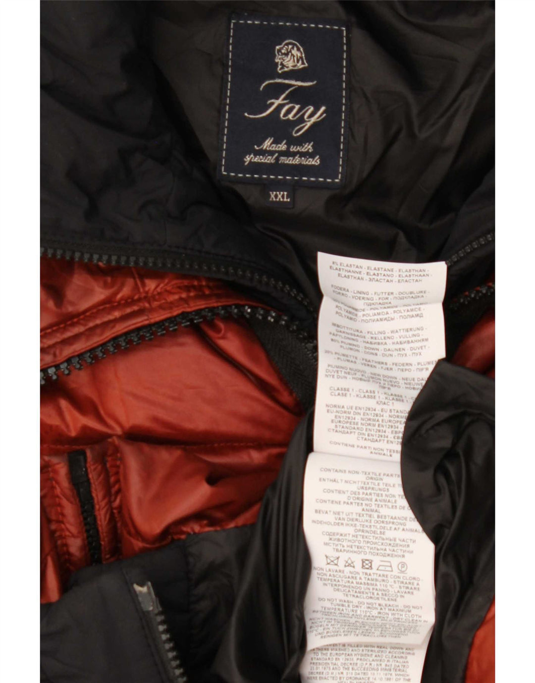 Fay Herre hættepolstret jakke UK 44 2XL Rød Colourblock Polyamid