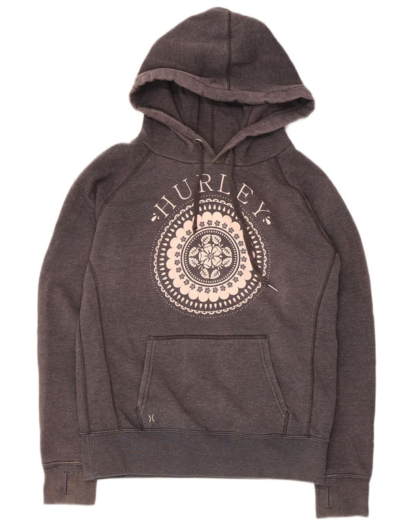 Hurley Dame Grafisk Hoodie Jumper UK 14 Medium Grey Bomuld