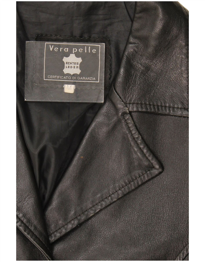 Vintage læderjakke til kvinder UK 14 Medium sort læder