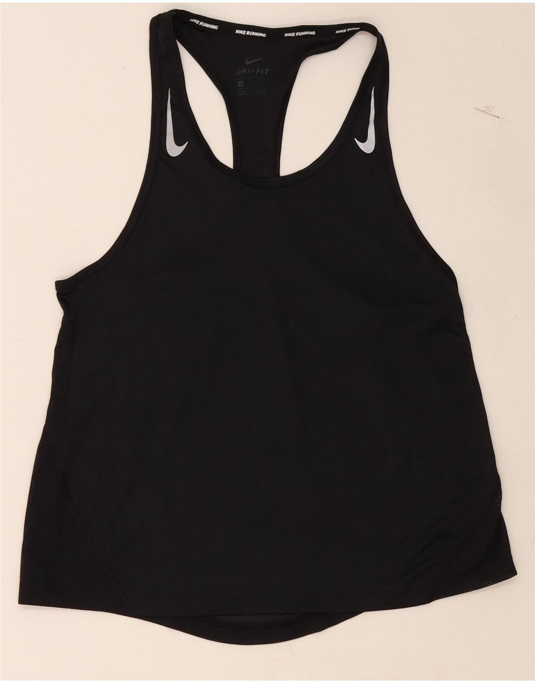 NIKE Womens Dri Fit Graphic Vest Top UK 10 Small Black Polyester Vintage Nike and Second-Hand Nike from Messina Hembry 