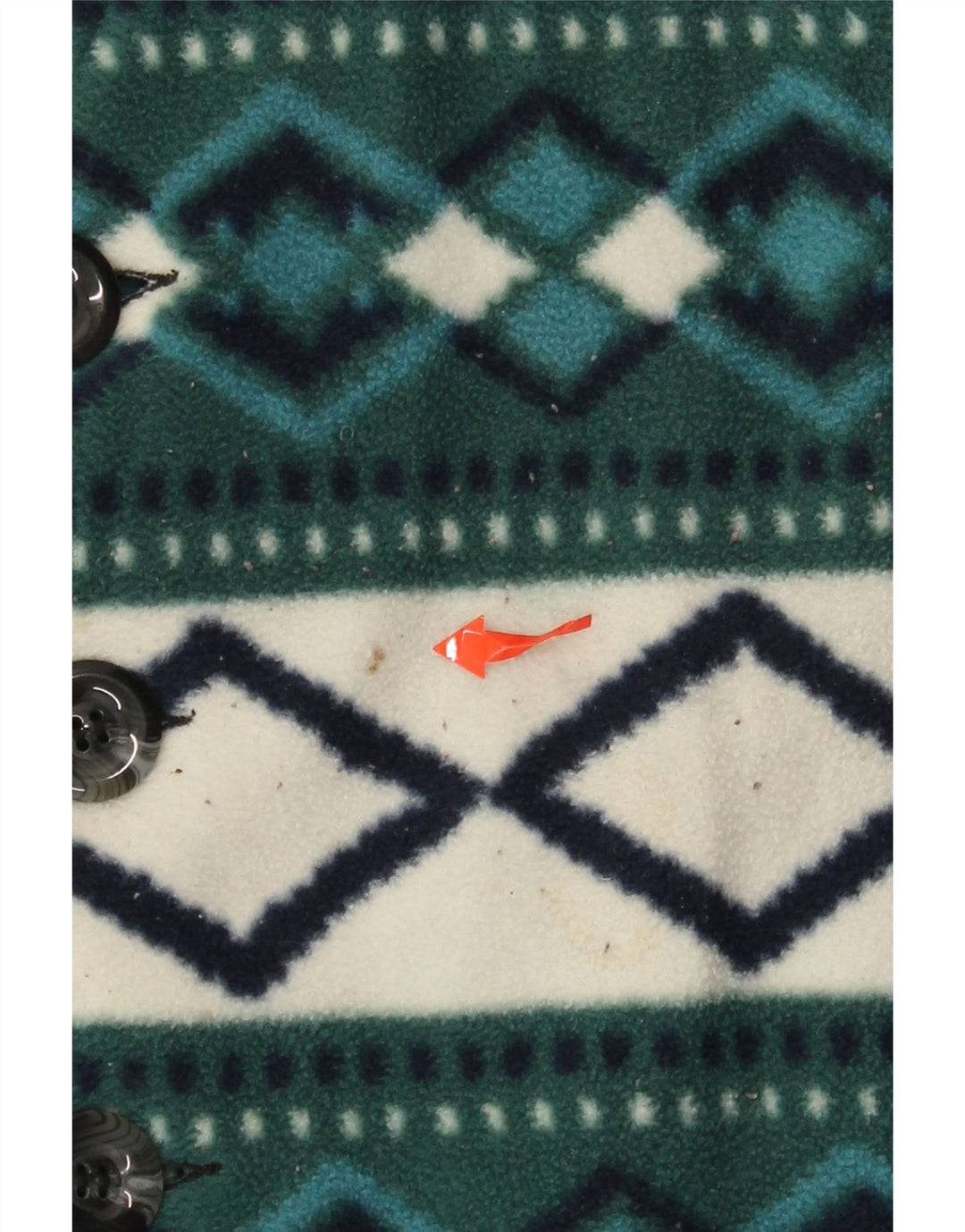 Vintage Dame Fleece Gilet UK 14 Medium Green Argyle/Diamond Retro