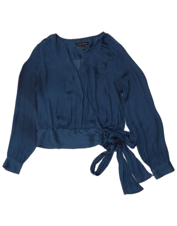 Banana Republic Womens Front Tie Shirt Bluse UK 10 Small Navy Blue