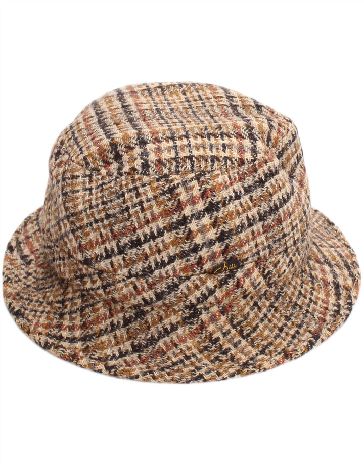 Vintage Bucket Hat til mænd Large Beige Houndstooth Classic