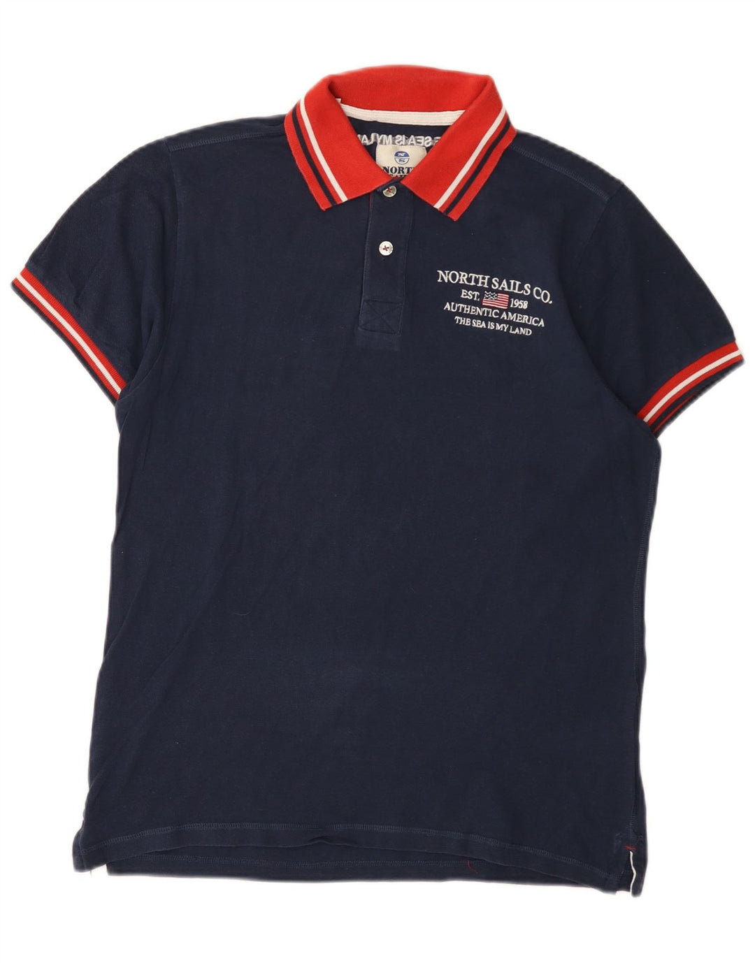 North Sails Herre Polo Shirt Large Navy Blue Colourblock Bomuld
