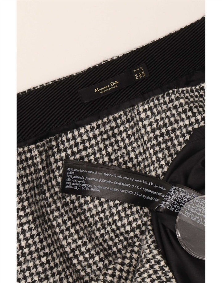 Massimo Dutti Dame Mini-nederdel Small W26 Black Houndstooth Uld