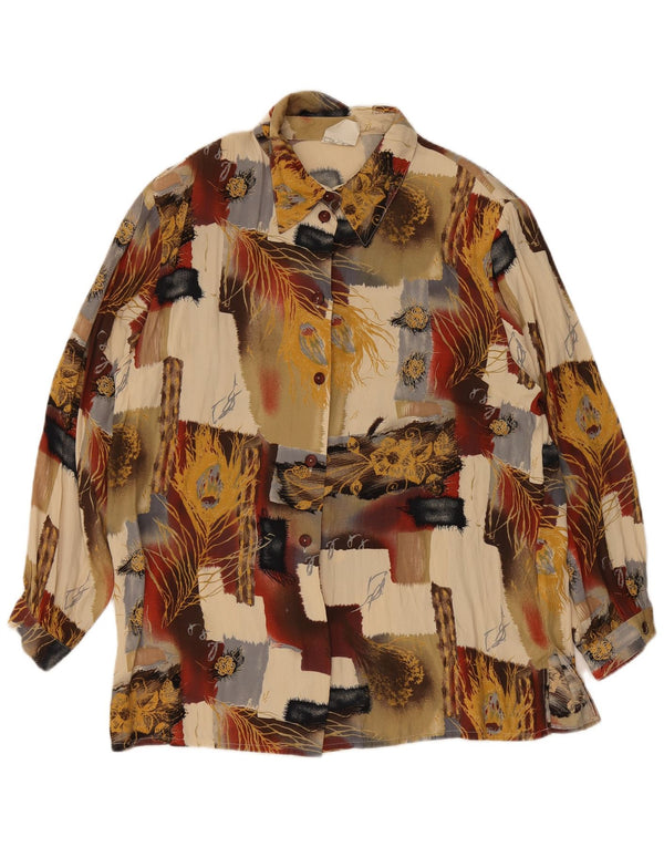 Vintage dameskjortebluse UK 18 XL Flerfarvet Patchwork Viscose