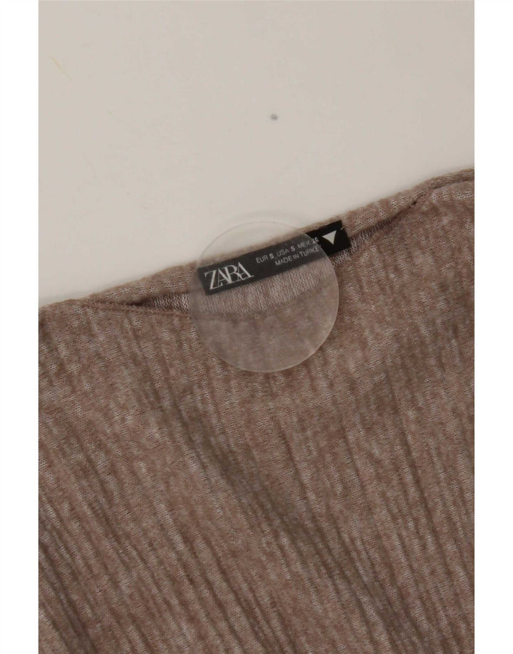 Zara Womens Crop Bluse Top UK 10 Small Brown