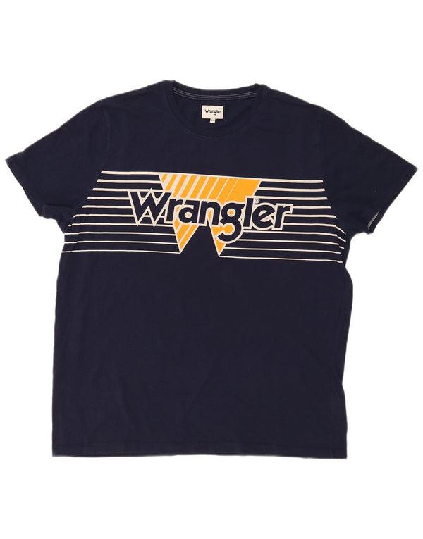 Wrangler Herre grafisk T-shirt top XL marineblå stribet bomuld